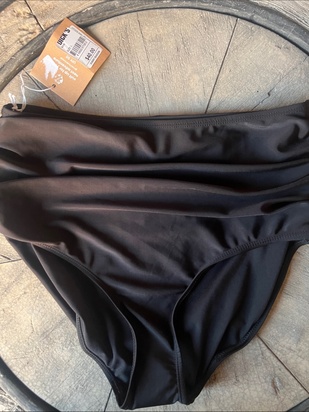 High-Rise Black Ruched Bikini Bottom large B41